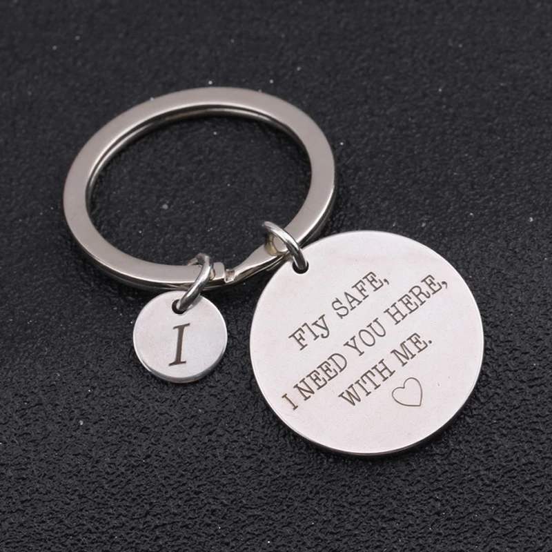 Pilot Gift Aviator Keychain Initials Name Letter Personality Monogram Bag Charm Fly Safe I Need You Here With Me Custom | Украшения и