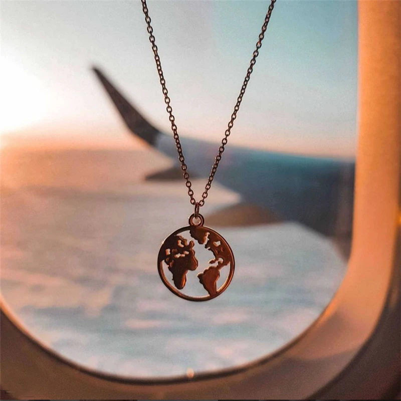 ROXI Charm 925 Sterling Silver Necklace Hollow World Map Pendant Necklace Women Fashion Jewelry Necklace collares de moda