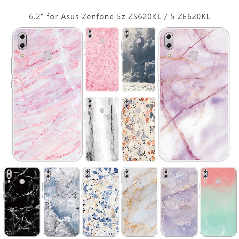 

for Asus Zenfone 5z ZS620KL Clear TPU Phone Fitted Stone Stone Case 6.2" for Asus Zenfone 5 ZE620KL Ultra Thin Silicone Shell