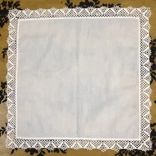 Набор из 12 Модные женские платки 12-дюймовый белый хлопок Свадебные платок с вышивкой кружевной кант платки Hanky для невесты