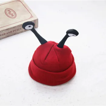 

Winter Warm Baby Hat Kids Two Antennae Cartoon Photography Props Toddler Knitted Crochet Cap Children Hats Beanies