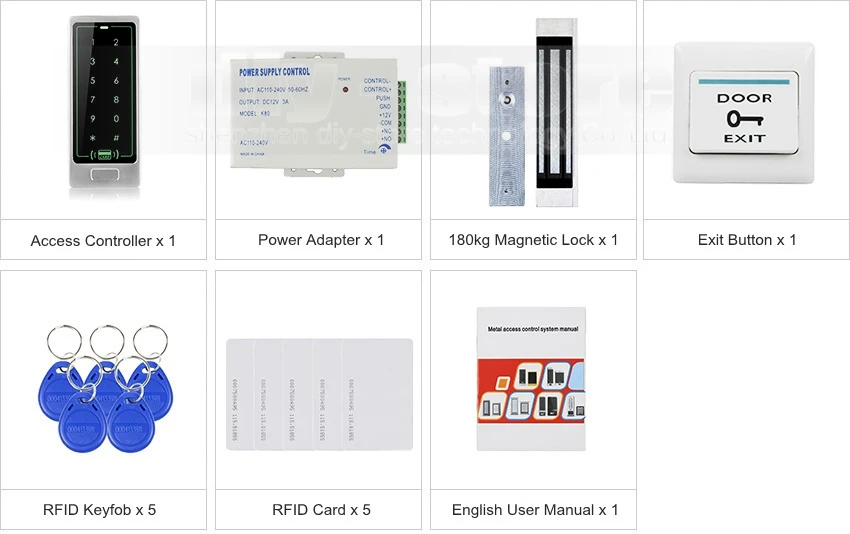 Diysecur touch Панель RFID считыватель пароль дверной Управление доступом безопасности Системы комплект + 180 кг 350lb магнитный замок 8000 пользователей