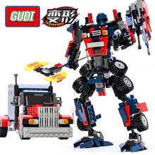 377pcs Gudi Transform Series Optimus Prime Transformation Robot Car Big Truck Building Block Model Toy Compatible