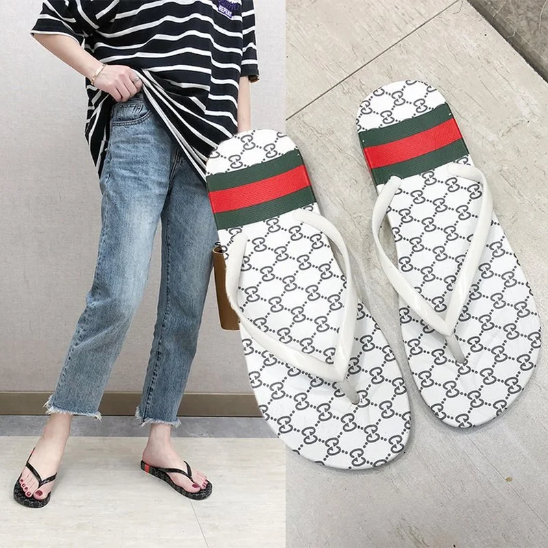

Summer big size female slippers 2019 new pinch flat bottom non-slip casual beach flip flops 36-44 home slippers fur sandals