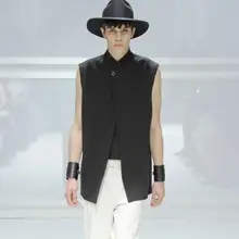 S-4XL! Для мужчин одежда мода сезон весна-лето костюм Стиль двубортный тонкий жилет плюс размер певица костюмы