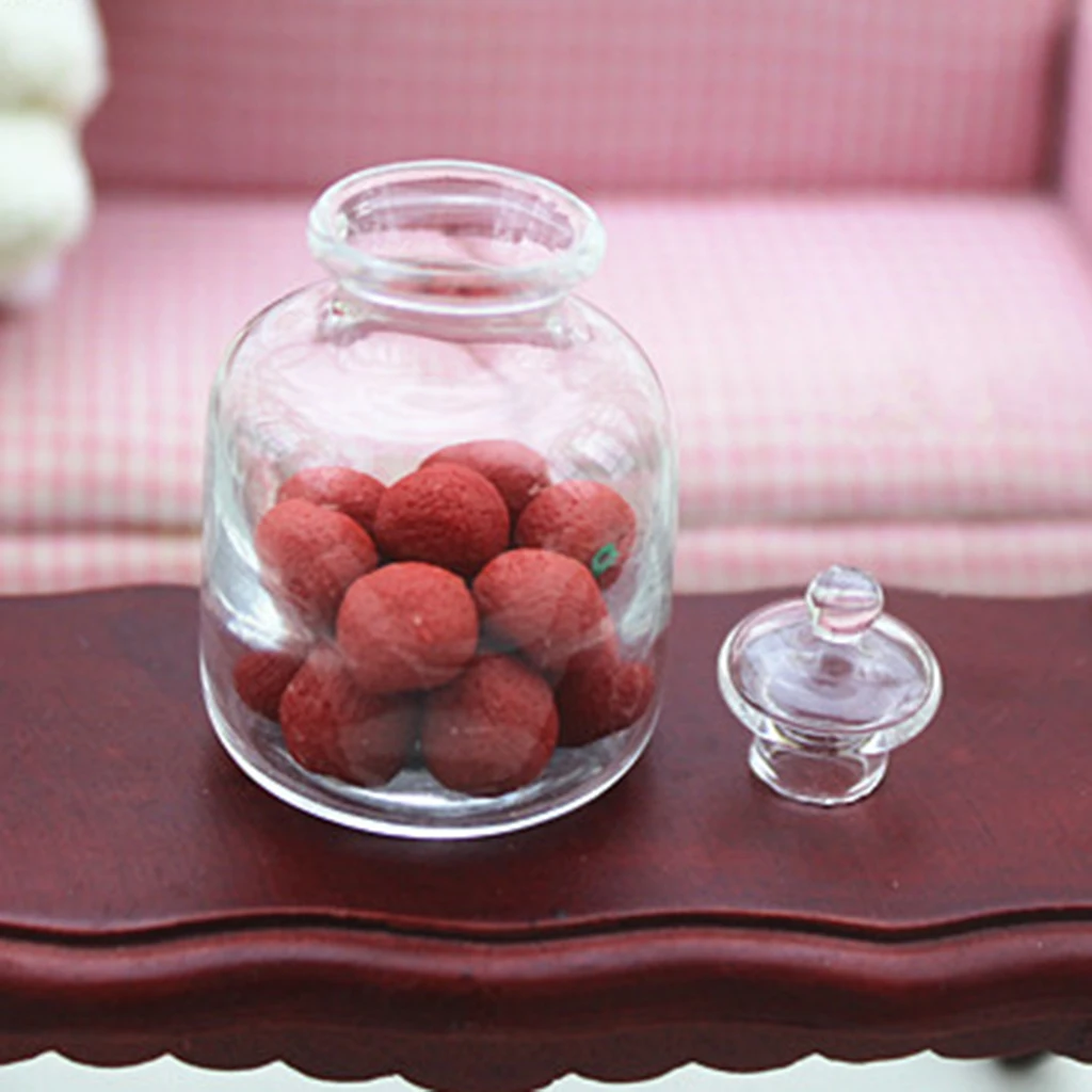 1/12 Dollhouse Miniature Clear Glass Bottles Pots Bulk Storage Jar Glass Candy Bottles Kitchen Supplies Accessories