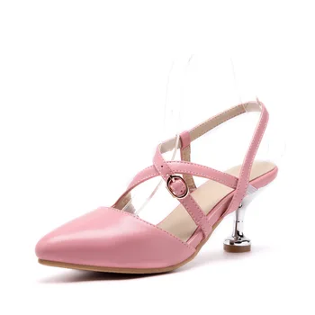 

Cat with sandals 2018 spring and summer new pointed back cross buckle with 32-46 yards women's shoes 18315