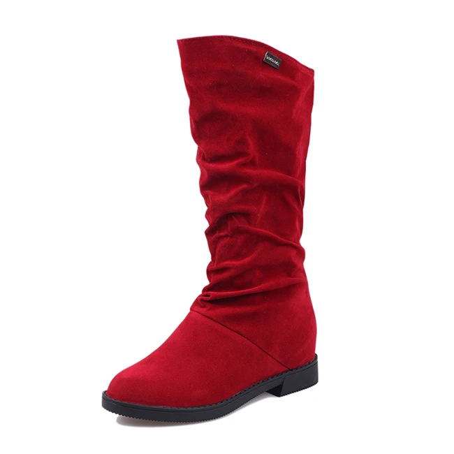 Женская обувь; сезон весна-зима; женские сапоги; теплые женские сапоги на резиновой подошве; Осенняя женская обувь на низком каблуке; зимние сапоги; удобная обувь - Цвет: Red