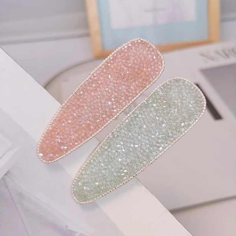 

1PC Fashion Women Full Crystal Rhinestone Flash Simple Fan Hair Clip Duckbill Clip Drill Hairpin Hair Styling Cloth Accessories
