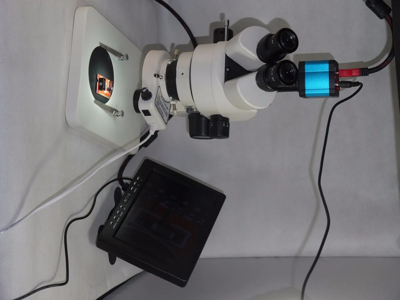 

New 7-90X Trinocular stereo microscope+14MP HDMI Industrial Camera+56 LED light+8" LCD Monitor Continuous zoom binocular visual