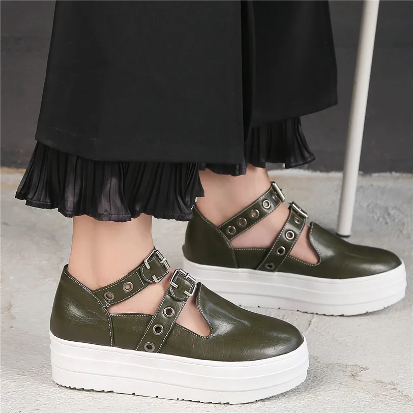 

Punk Goth Oxfords Womens Ankel Strap Wedges Party Pumps Shoes Round Toe Platform Creepers Low Top Med Heel Trainers Casual Shoes