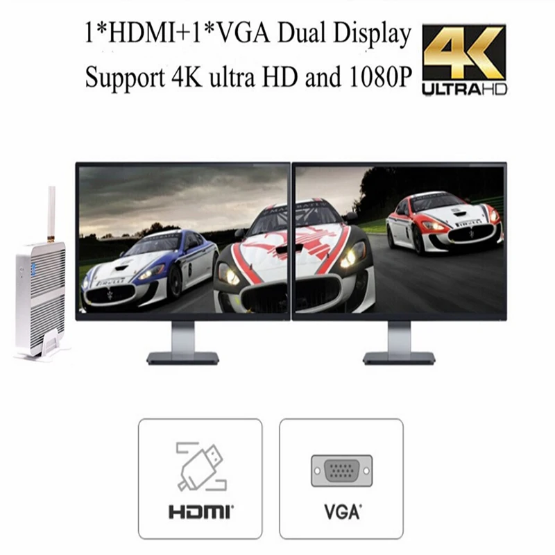 Мини ПК без вентилятора Win 10 3 года гарантии Nuc Core i5 4200U 5200U i7 5550U 4K HTPC ТВ приставка