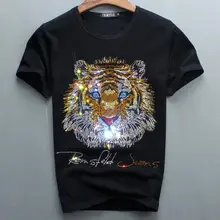 Роскошный дизайн инструмент для прикрепления алмазов хлопок Для мужчин s футболки дизайнерские Для мужчин футболка