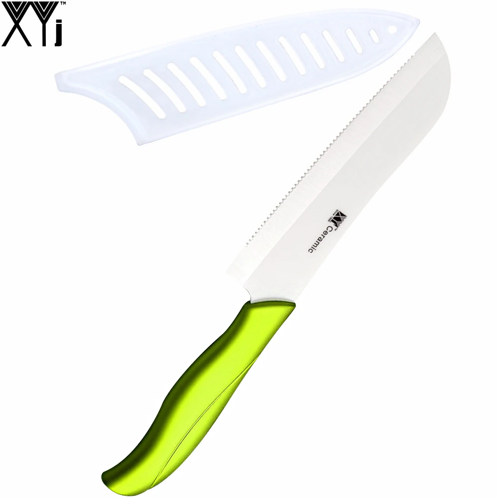 Serrated Bread Ceramic Knife XYJ Brand 5 Inch Santoku Kitchen Knife