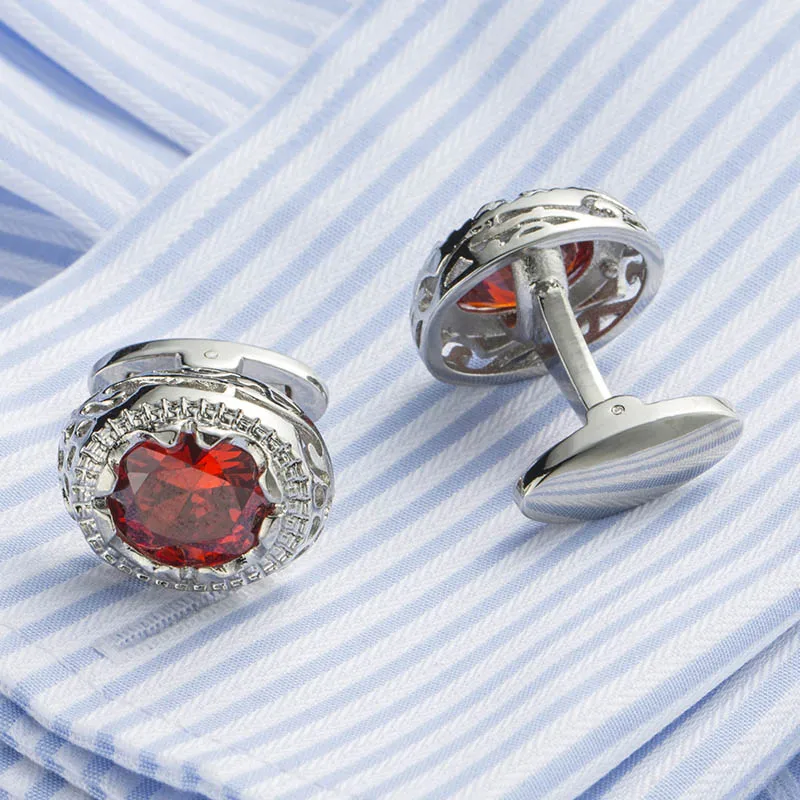 

2017 New Crystal Cufflinks Red Zircon Cuff links Wedding Groom Gift Square Purple Zircon Gemelos 398