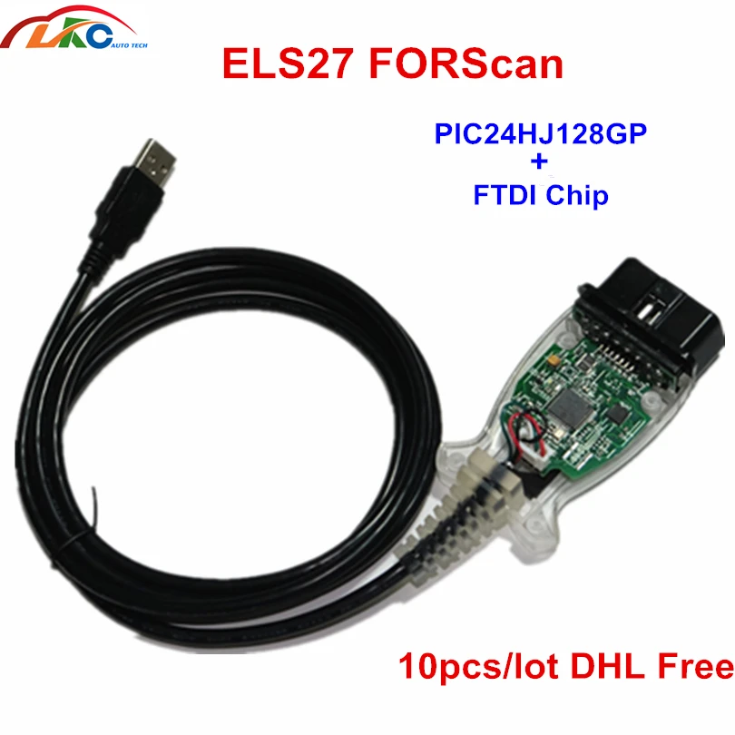 ##BUY 10pcs lot DHL ELS27 FORScan Scanner Vehicle For Fo rd Ma zd a Lin co ln M erc ury FTDI Chip+PIC24HJ128GP OBD2 Diagnostic Cable