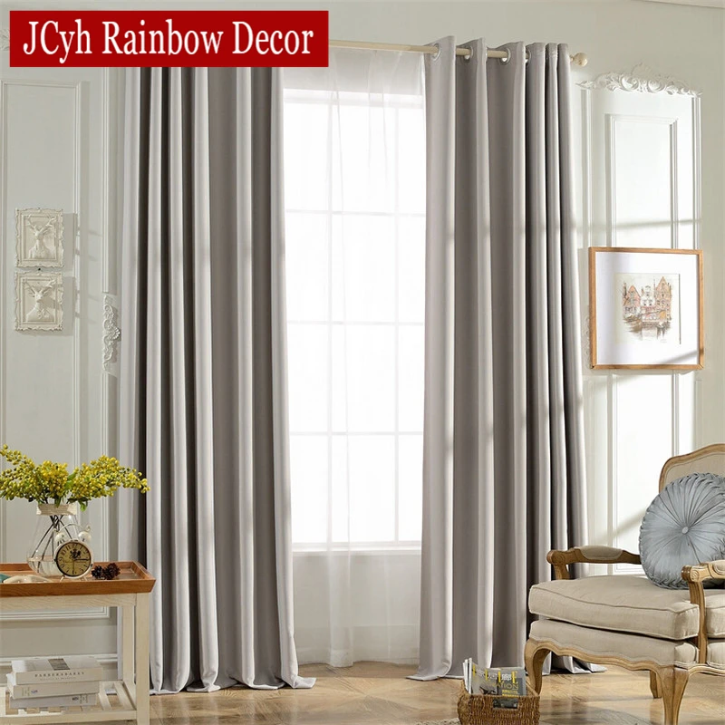 Modern Hall Blackout Curtains For Living Room Bedroom Window Gray