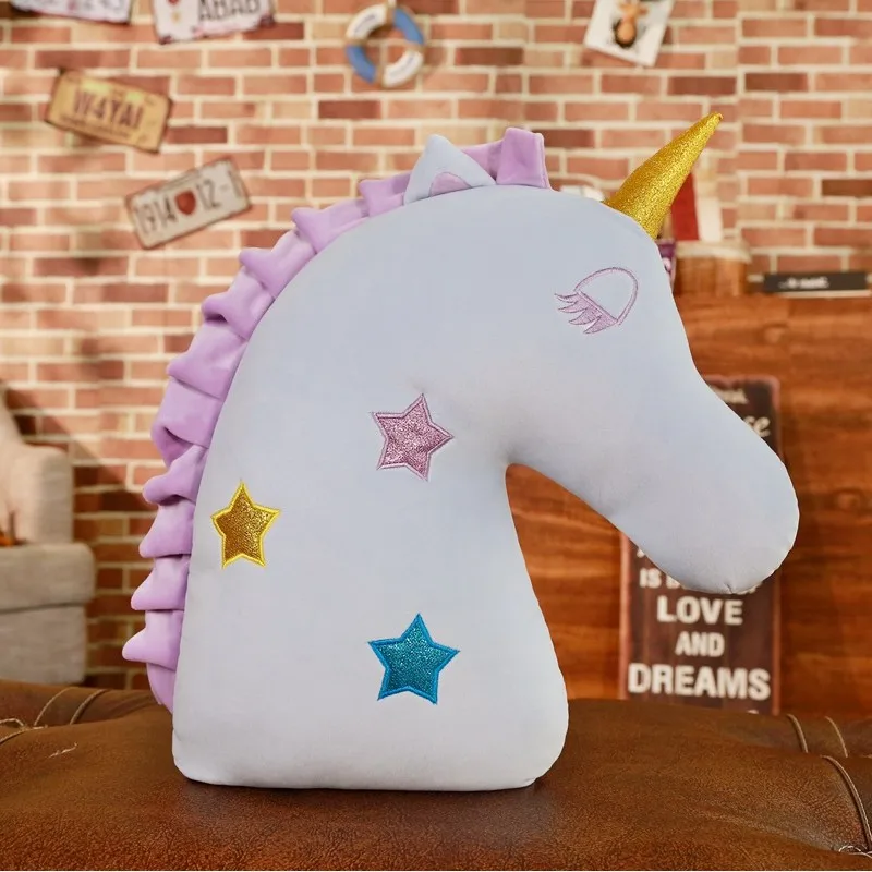 Мультяшная Мягкая Плюшевая Кукла-единорог Подушка красочная Единорог u-образная подушка для шеи мягкая подушка с лошадью подарок на Рождество - Цвет: purple unicorn