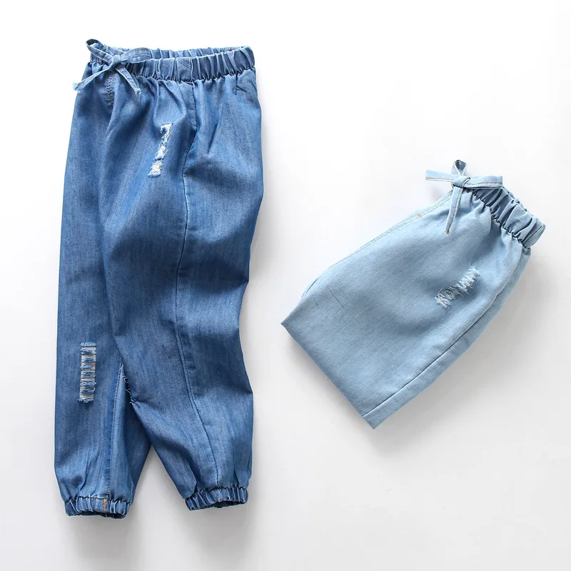 

Soft Summer Kids Jeans 2019 New Casual Blue Girls Denim Pants Elastic Waist 2 3 4 5 6 Year Boys Jeans Toddler Children Trousers
