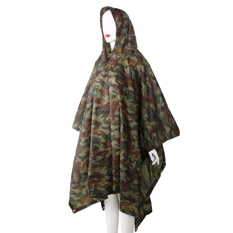 

3in1 Outdoor Camping Backpack Rain Cover Poncho Coat Camouflage Tent Awning Mat