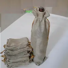 100 шт./лот, винная бутылка из джута сумки 15 см x 37 см чехлы для бутылки шампанского белье подарочные мешочки Мешковина из натуральной ткани упаковывая мешок