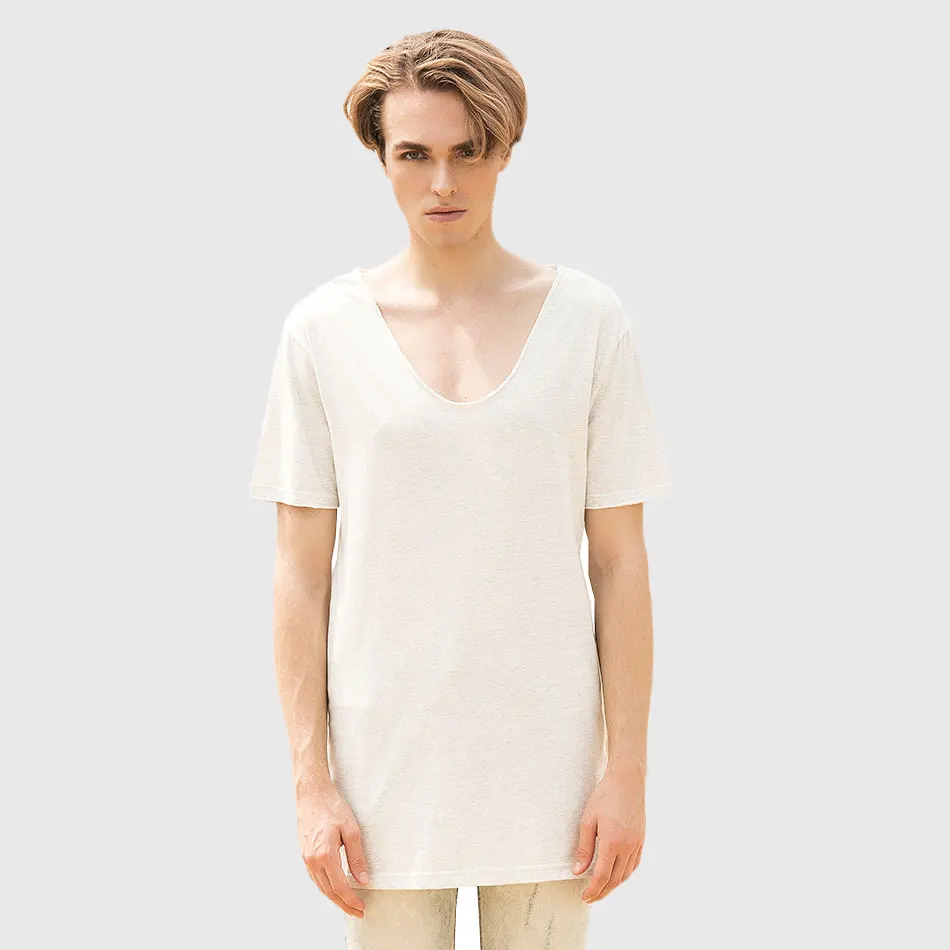 Longline Men T-shirts V Neck T Shirts 