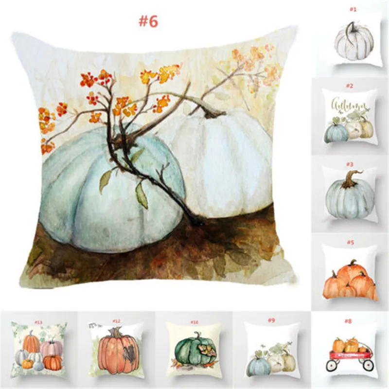 

2019 Halloween Pumpkin Cushion Square Case Thanksgiving Day Decor 15 Styles New Fashion Sofa Bed Cushions