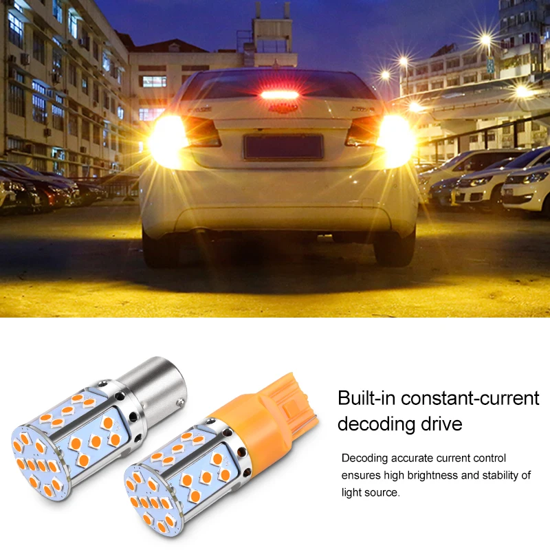 1 шт. T20 светодиодный 7440 W21W W21/5 Вт 35SMD лампочки Canbus 1156 светодиодный BAU15S PY21W BA15S P21W светодиодный светильник янтарного стекла для автомобилей указатели поворота