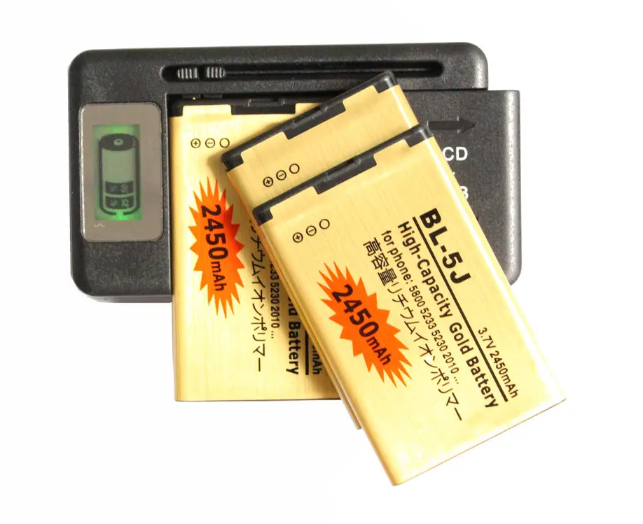 3x 2450mAh BL-5J Gold Replacement Battery + LCD Charger For Nokia 5800 3020 520 526 521 XpressMusic N900 5230 C3 5230c X9 ect | Мобильные