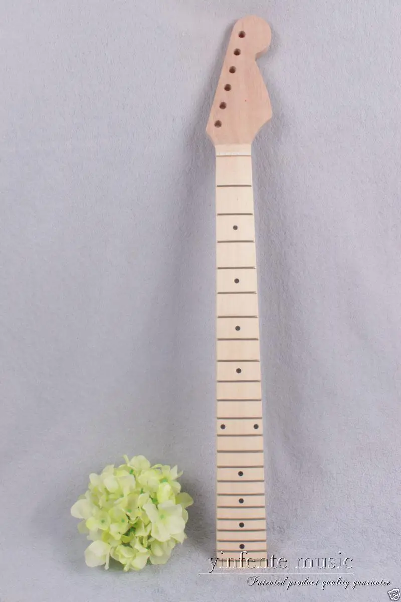 Left Hand Electric Guitar Neck - 22 Fret Maple With Rosewood Fretboard, 25.5 Inch Scale, Yellow Finish