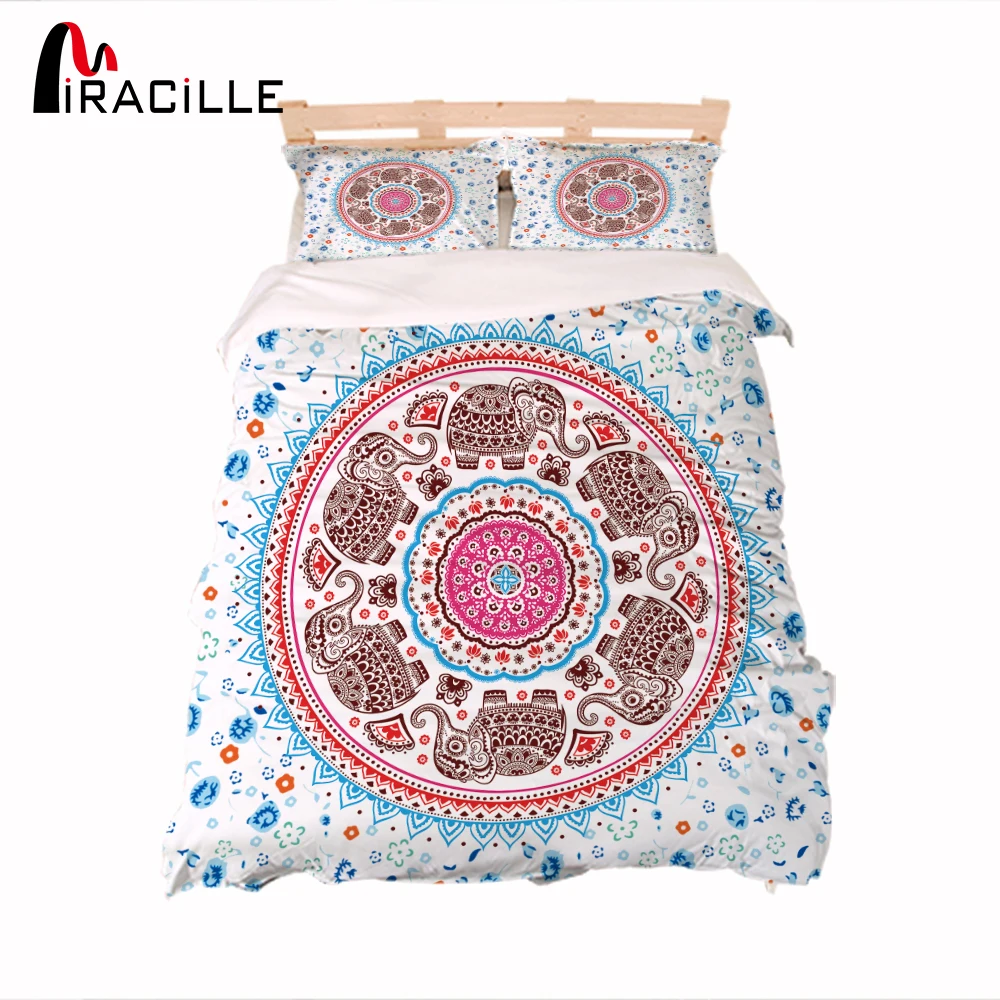 Miracille Indian Elephant King Size Bedding Set Quilt Duvet Cover