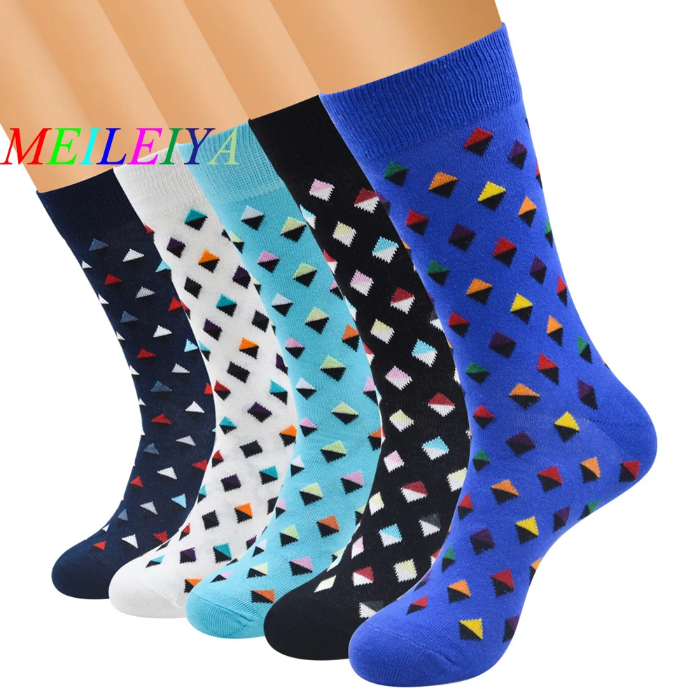Мэй LEI YA 1 пара Повседневное Разноцветные Веселые носки высокого качества в стиле Harajuku Стиль арт мужские хлопковые носки, носки в клетку