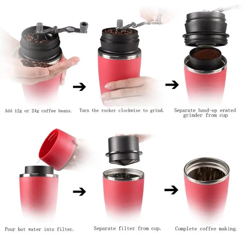 

Manual Coffee Maker Hand Pressure Espresso Machine Coffee Pressing Bottle Coffee Grinder For Travel Camping