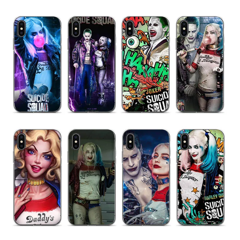 Отряд Самоубийц Harley Quinn Joker Movie Мягкий силиконовый чехол-накладка для iPhone 8 7 6 6S Plus X