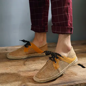 

New Fashion summer Fly fabricmale casual Canvas Hemp Insole Fisherman Light Shoes men Espadrille Flats Shoes y78i