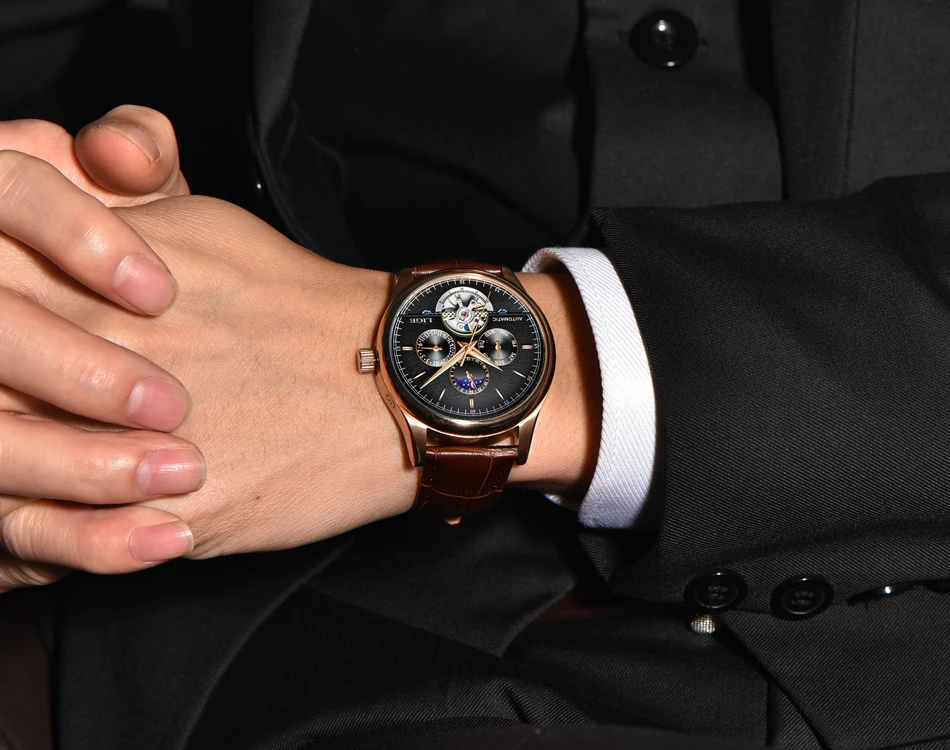 relógio mecânico tourbillon esporte relógios data automática