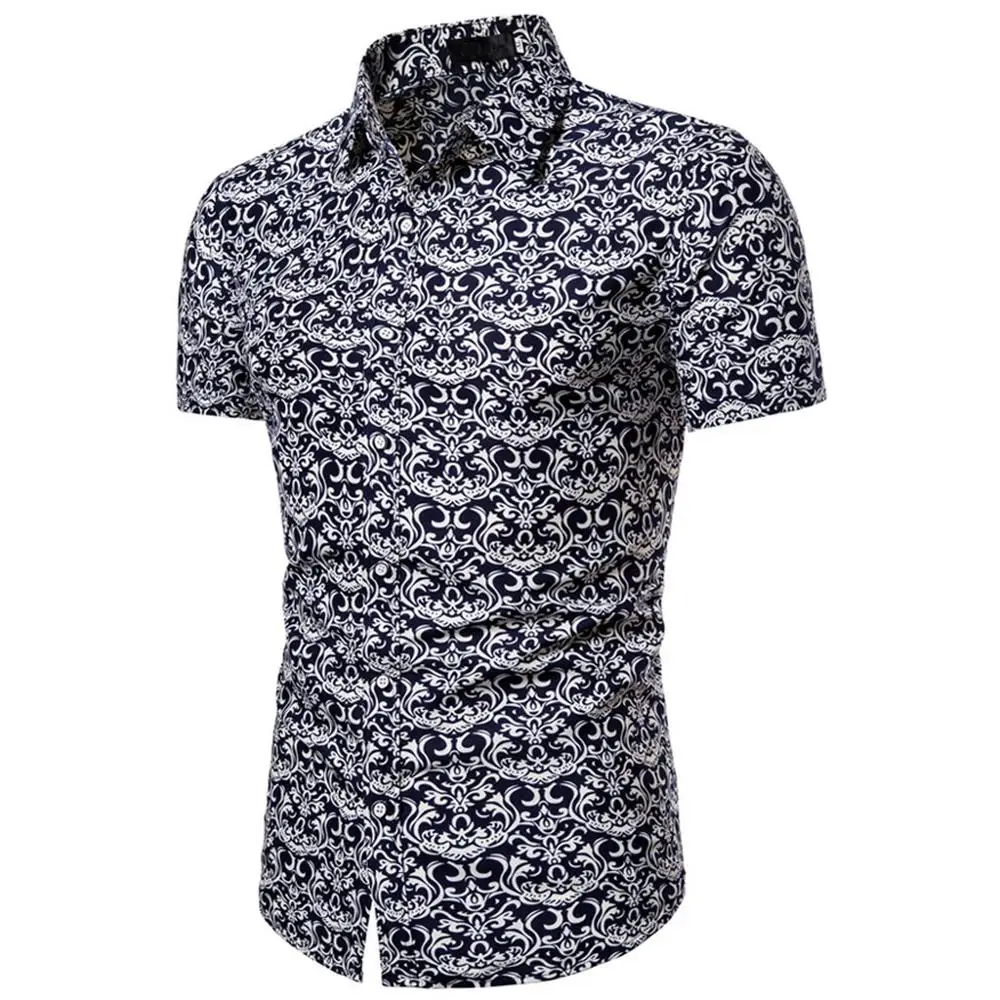 Summer Hawaii Shirt Mens Short Sleeve Tropical Shirts Men Turn-down Collar Printed Shirt Camisa Estampada Hombre Drop shipping c