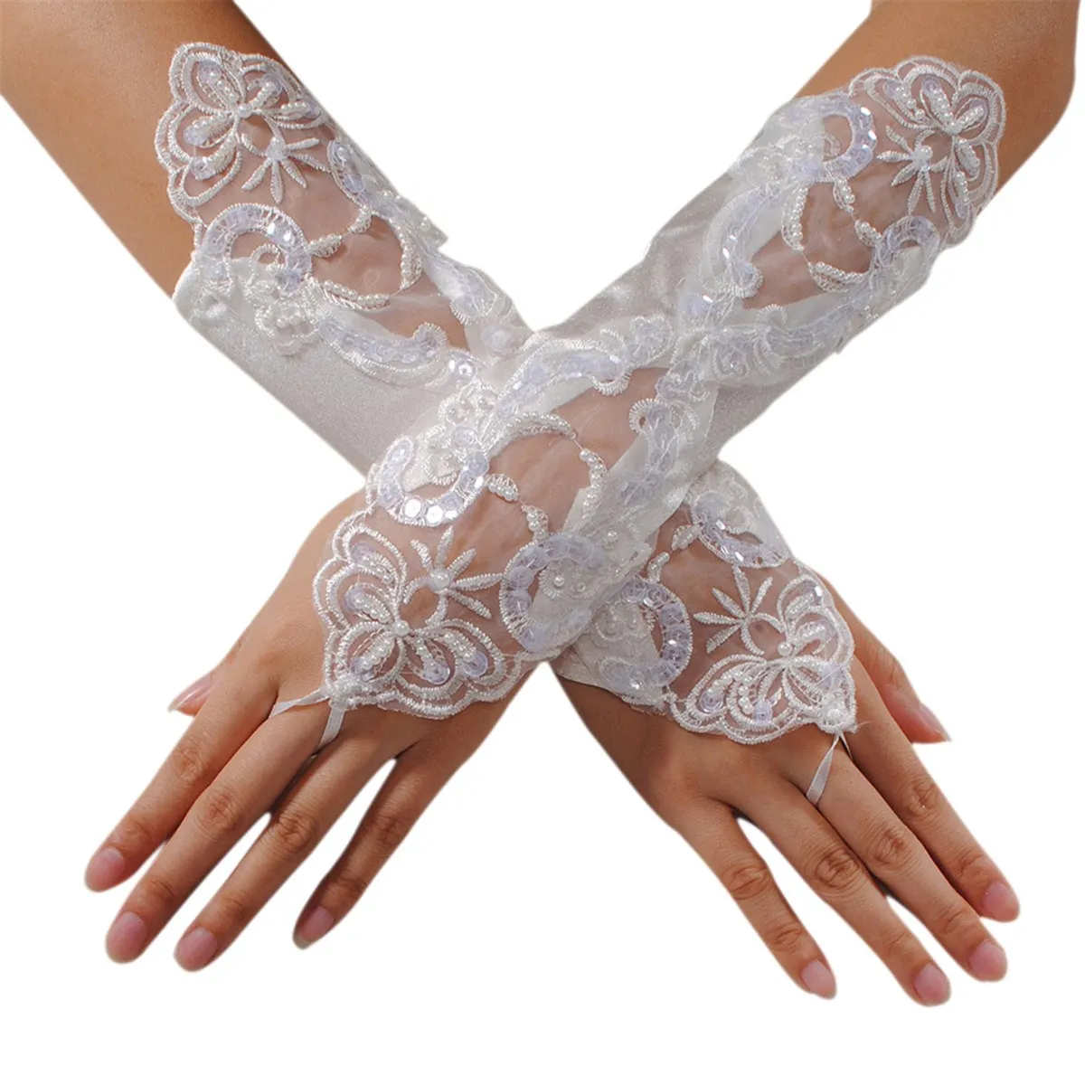 

Black/Red/Beige Lace Long Gloves Stretch Fingerless Burlesque Madonna Goth Fancy Cospaly Decoration Women Bride Gloves Mittens