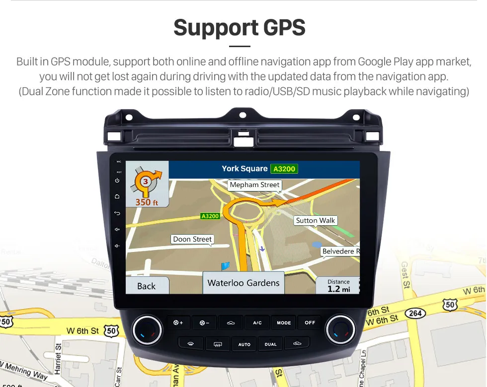 Excellent Seicane Car Android 8.1 GPS 10.1" HD 2Din Auto Radio For Honda Accord 7 2003 2004 2005 2006 2007 Stereo Player Quad Core 3G Wifi 5