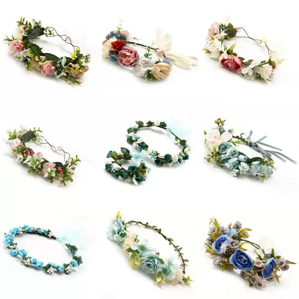 

Bright Moon Sweet Flowers Crown Bridal Garland Wedding Garland Adjustable Hair Decoration Beach Garland For Women