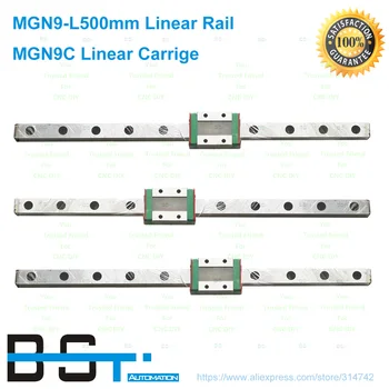 

BSTMOTION 3pcs Mini MGN9 9mm miniature linear guide MGN9 500mm linear rail way +3pcs MGN9C Linear carriage for Kossel