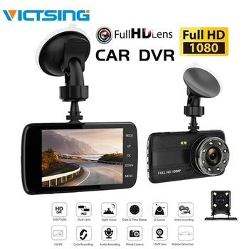 

VicTsing 4'' HD 1080P Car DVR Monitor Dual-lens Recorder 170 Night Vision G-Sensor Motion Detection Loop Recording Dash Cam