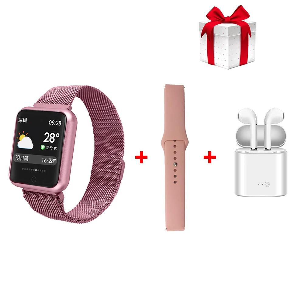 

DEMOR Smart Watch P68 Waterproof IP68 Earphone Gift Fitness Bracelet Women Sports Smartwatch for Apple iOS iPhone Xiaomi Android