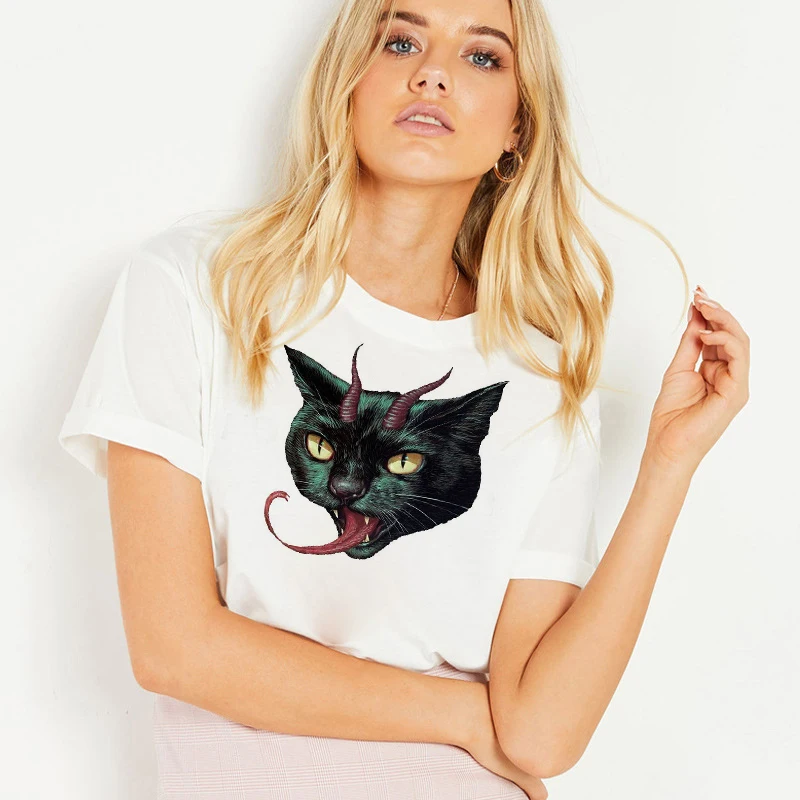 2019 женская футболка хлопковая белый топ Camisetas свободная короткий рукав короткая