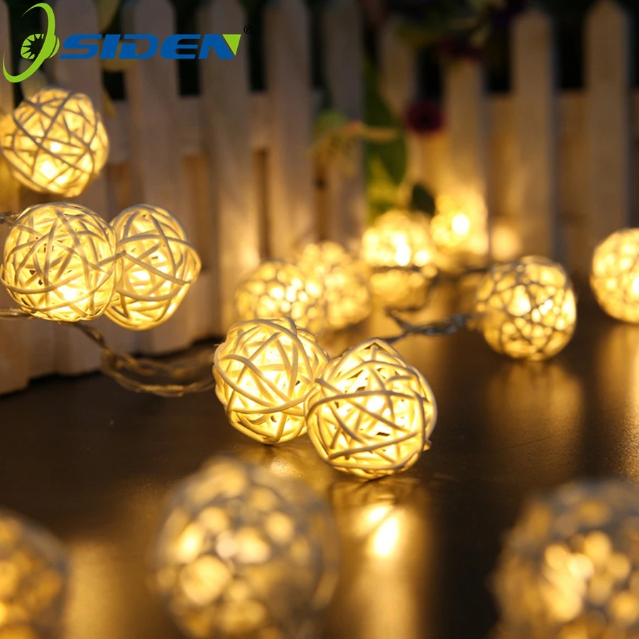 OSIDEN Rattan Ball LED String Light 5M 20Led Warm White Fairy Light Holiday Light For Party Christmas Wedding Decoration OSIDEN Rattan Ball LED String Light 5M 20Led Warm White Fairy Light Holiday Light For Party Christmas Wedding Decoration