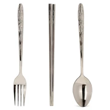 3pcs/set Pure Titanium Chinese Dragon Line Fork Spoon Chopsticks Lunch Kit Meal Kit Tableware For Outdoor Camping Picnic
