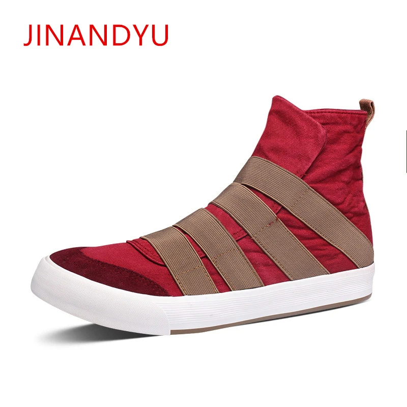

New Cool Denim High Top Men Shoes Breathable Men Casual Shoes Canvas Slip Ons Shoes 2019 Autumn Fashion Flats Zapatillas Hombre