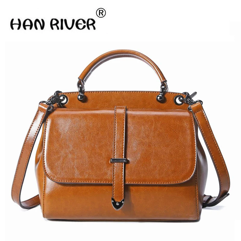 

HANRIVER2018 new south Korean leather ladies' handbag with a single shoulder and double-colored cow leather bag