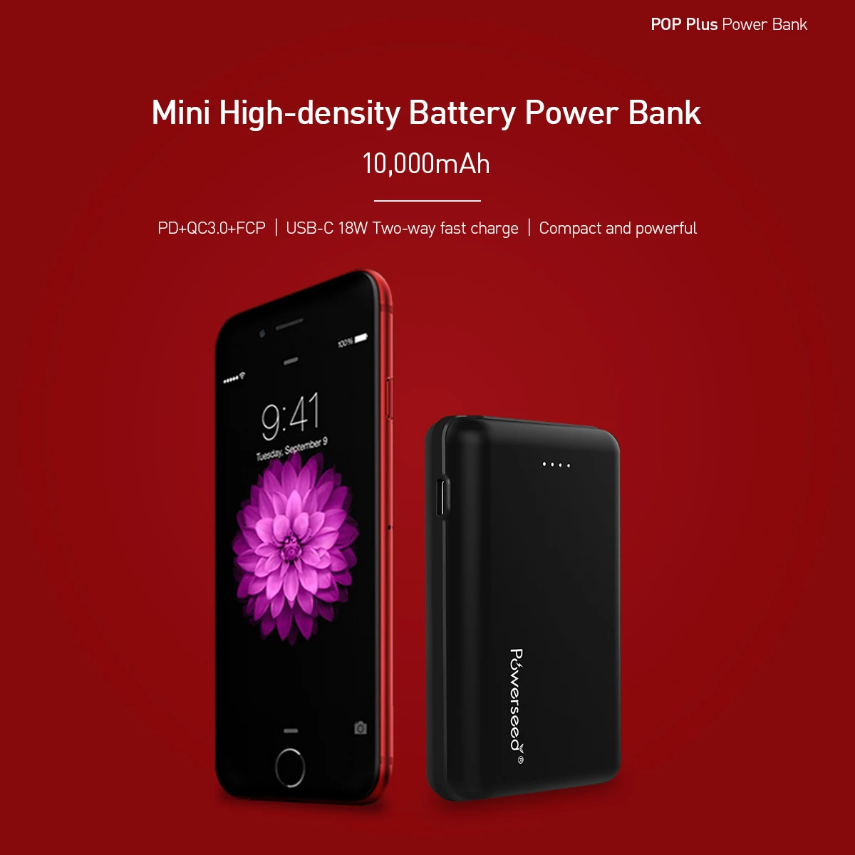 10000 мАч QC3.0 мини внешний аккумулятор, портативное зарядное устройство с двумя usb-портами, внешний аккумулятор, быстрая зарядка для samsung, Xiaomi, для Iphone