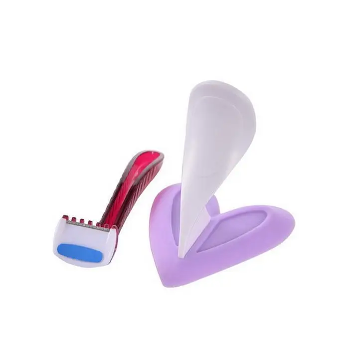 Женская бритва фиолетовый бикини сердце треугольник выделенный рядовой шаблон для бритья Сексуальная Женская Лобковая Бритва для волос интимные инструменты для придания формы